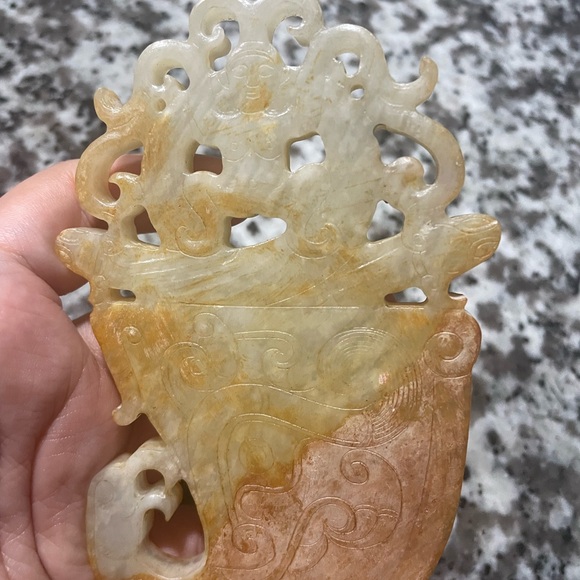 Antique Carved Jade Pendant Size5” - Picture 3 of 14